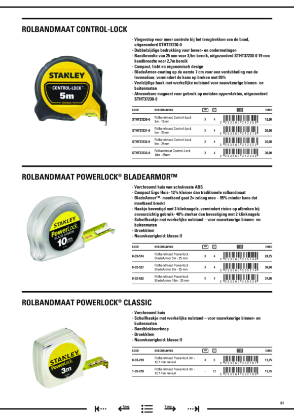 Stanley Bandmaß Micro Powerlock 8m/25mm 0-33-527