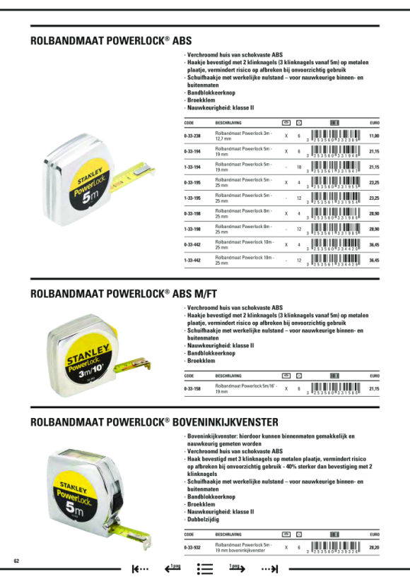 Stanley Bandmaß Powerlock Kunststoff 3m/12,7mm 1-33-238