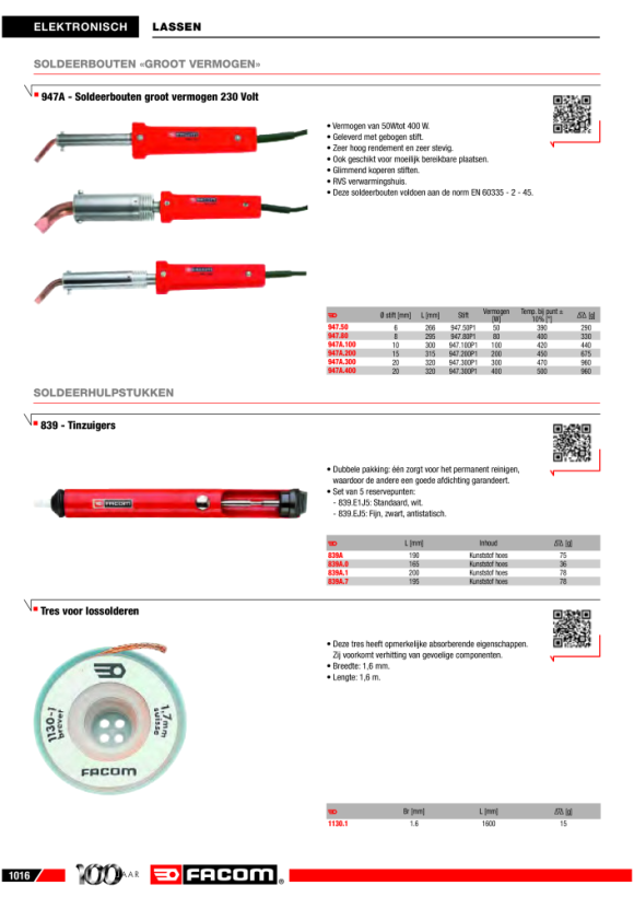 FACOM Loetzinn-Absaugpumpe Spitze 3,2mm 190mm 839A