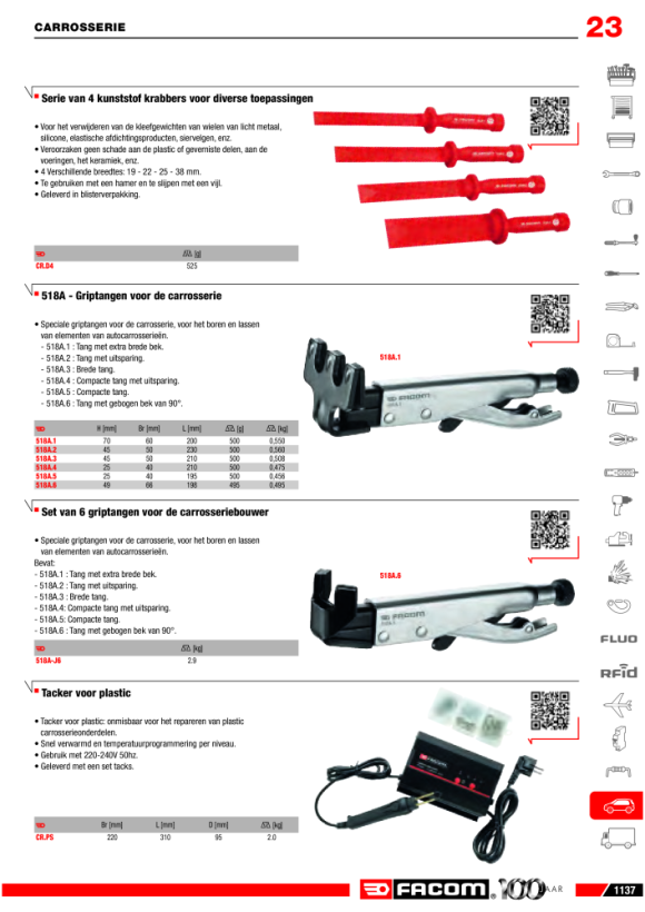 FACOM Gripzange mit extra breiten Backen 518A.1