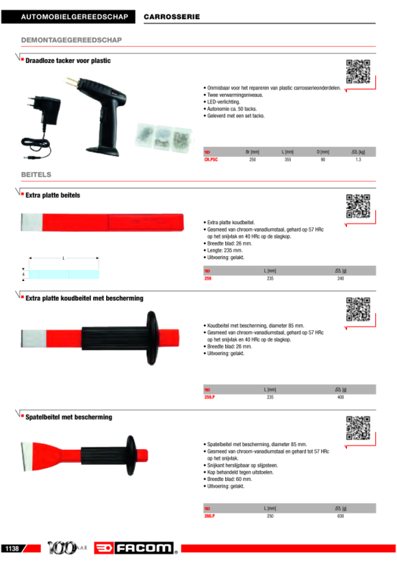 FACOM Flachmeissel, extra duenn 26 mm 259