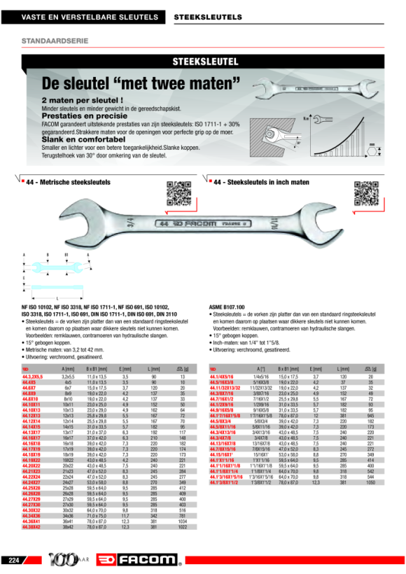 FACOM Maulschluessel ”Serie 44” 8x9 mm 44.8X9