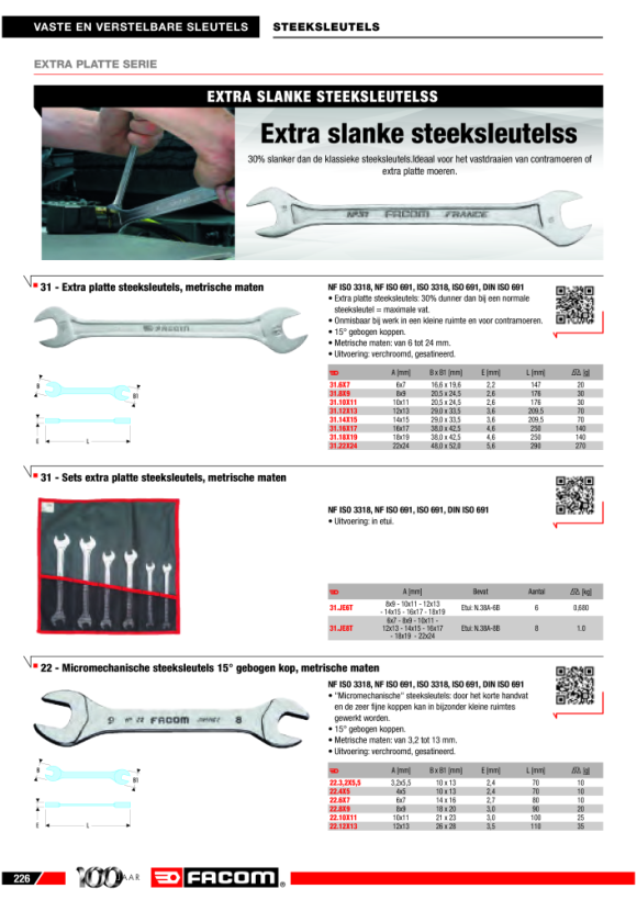 FACOM Maulschluessel extra flach, Set 8-tlg 31.JE8T