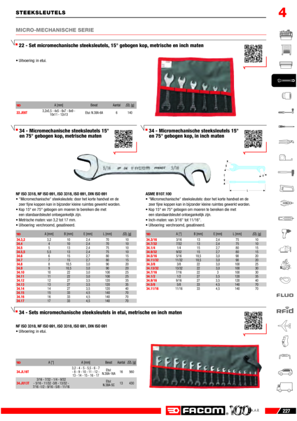 FACOM Maulschluessel extra flach, Set 8-tlg 31.JE8T