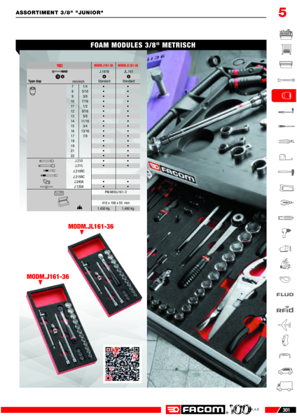 FACOM Modul Steckschluessel 3/8Z J.161B 20tl MODM.J161-36