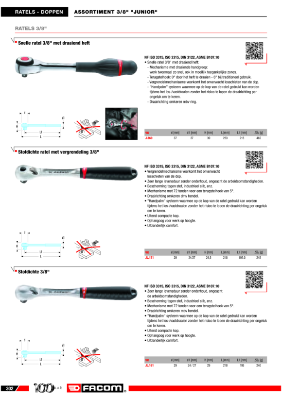 FACOM Umschaltknarre 3/8” klassisch J.151B