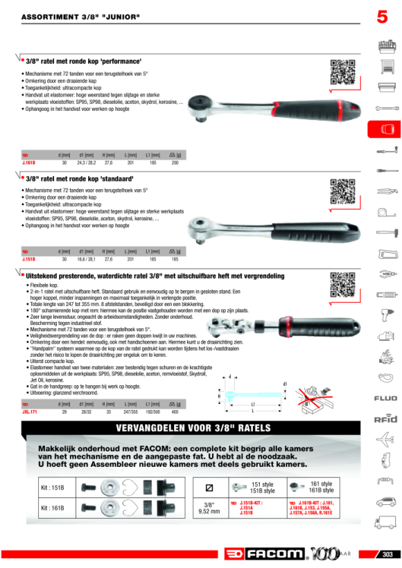 FACOM Umschaltknarre 3/8” klassisch J.151B