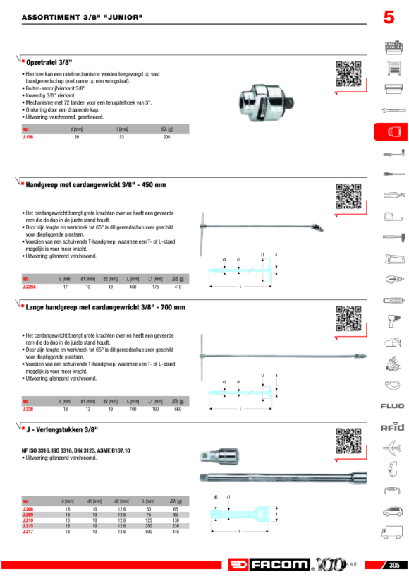 FACOM Verlaengerung 3/8” 75 mm J.209