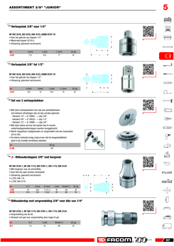 FACOM Adapter 3/8” auf 1/4 J.230