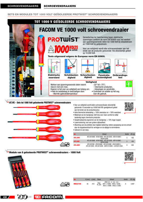 FACOM Schraubendreher 1000V 3mm AT3X100VE