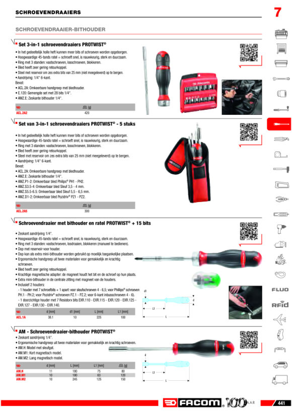 FACOM Handschrauber mit 2 Klingen Standard AMS