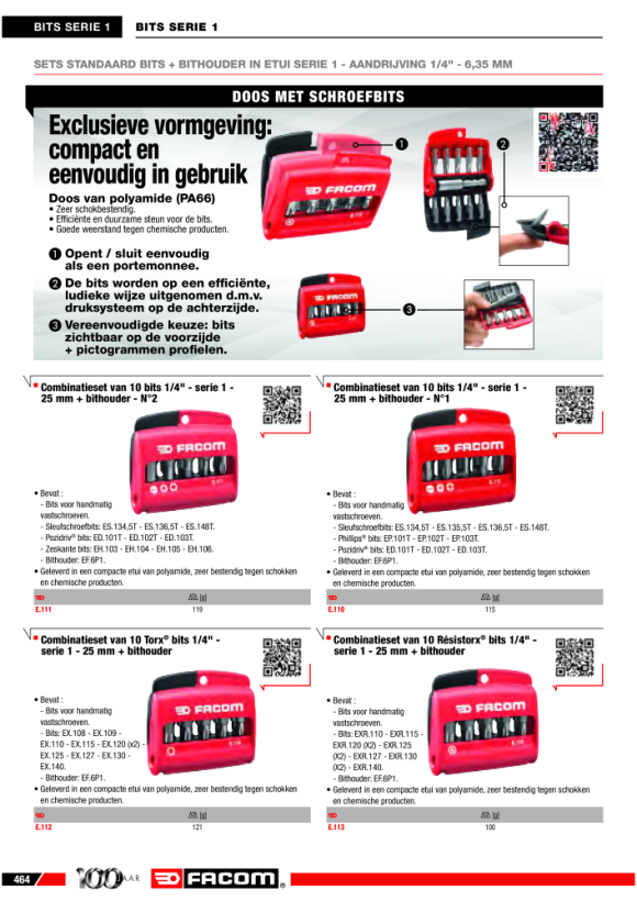 FACOM Bits Serie 1 - 10 Bits 50 mm im Halter E.611