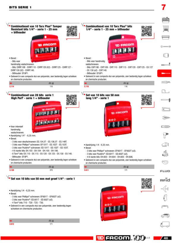 FACOM Bits Serie 1 - 10 Bits 50 mm im Halter E.611