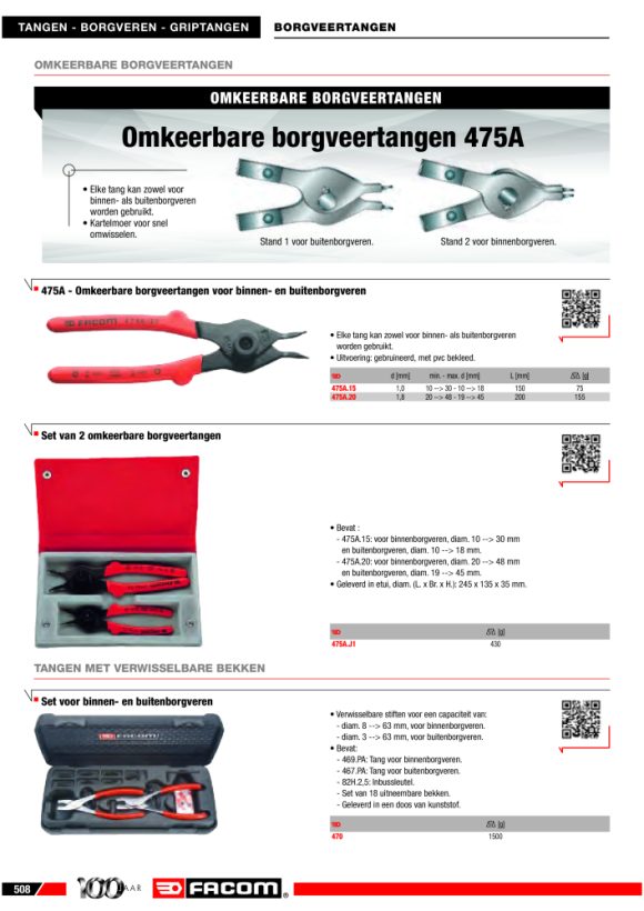 FACOM Spitzen Sicherungsringe 0,9mm 90Grad 470.E3