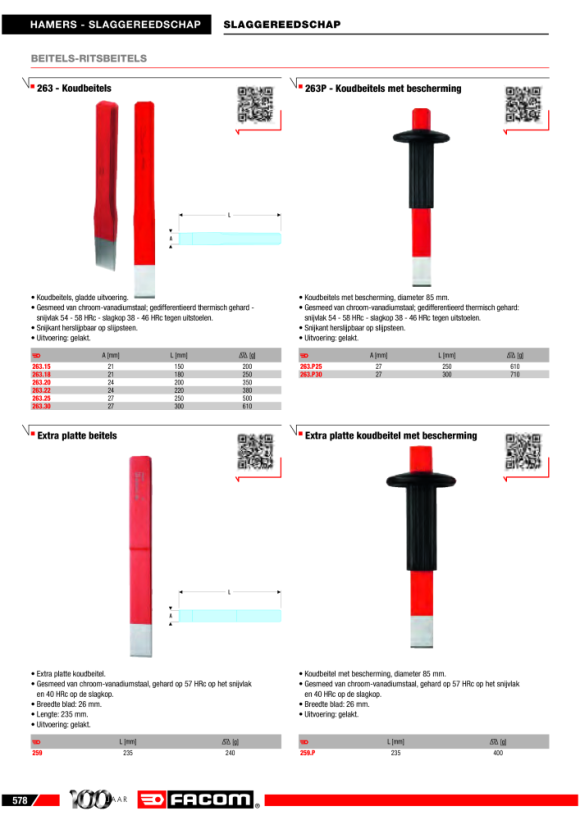 FACOM Flachmeissel mit Handschutz 60 mm 260.P