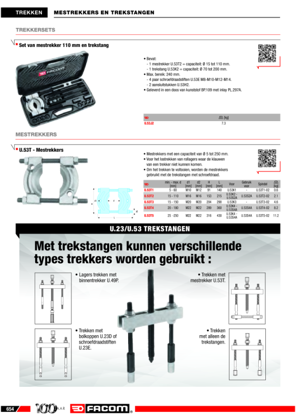 FACOM Abziehvorrichtung 70-200mm U.53KL0