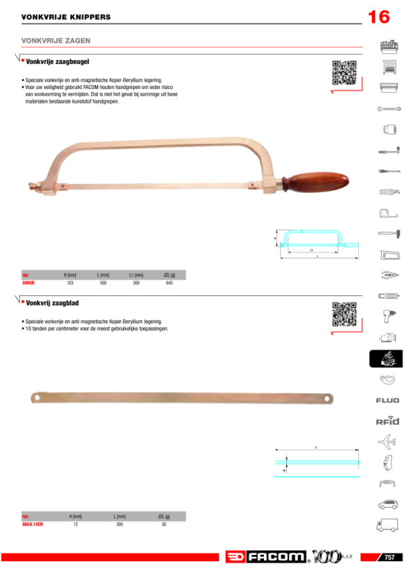 FACOM Flachstumpf-Feile funkenfrei Hieb 2 PAM.MD200SR