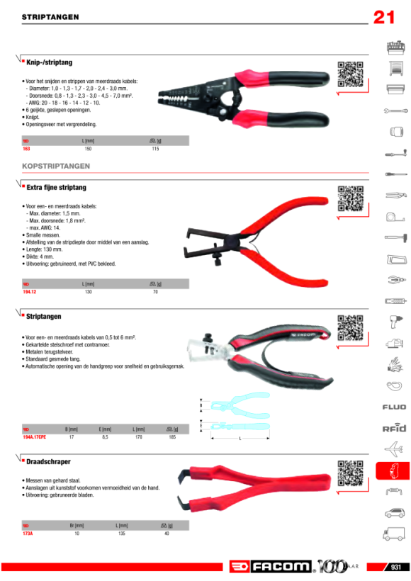 FACOM Automatische Abisolierzange 0,6-2,5 mm 986058