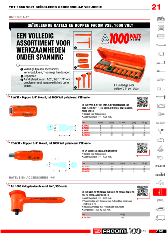 FACOM RollMaulschluessel isoliert 1000V 30mm 113.10TAVSE