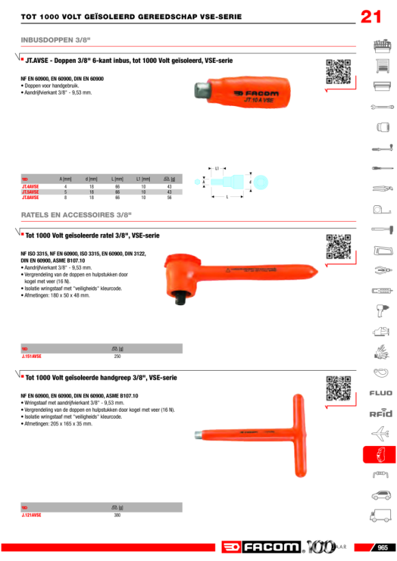 FACOM Steckschluessel 3/8” 1000V VSE 8 mm J.8AVSE