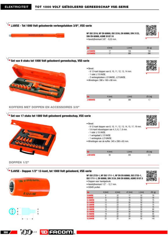 FACOM Umschaltknarre 3/8” 1000V VSE J.151AVSE