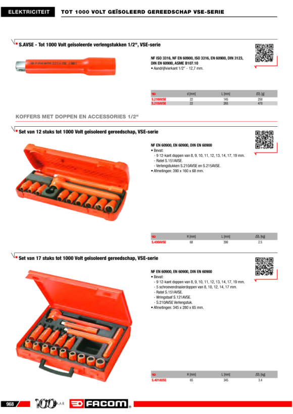 FACOM Verlaengerung 1/2” 1000V VSE 145 mm S.210AVSE