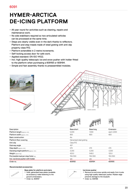 HYMER Ortsfester Überstieg, Treppenneigung 60°, Stufenbreite 600 mm, 7 Stufen, Standhöhe 1,75 m 22400607