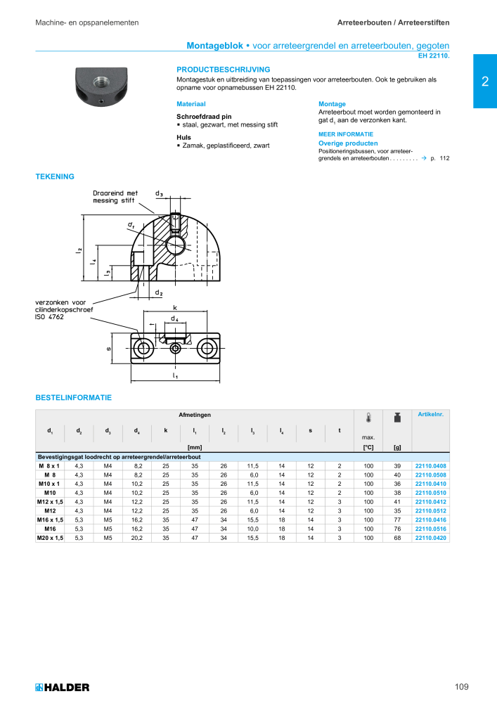 HALDER Hoofdcatalogus Normdelen Nº: 21021 - Página 109