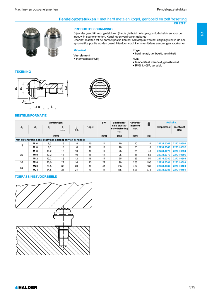 HALDER Hoofdcatalogus Normdelen Nº: 21021 - Página 319