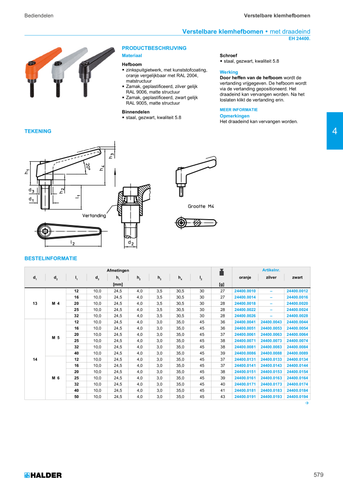 HALDER Hoofdcatalogus Normdelen Nº: 21021 - Página 579