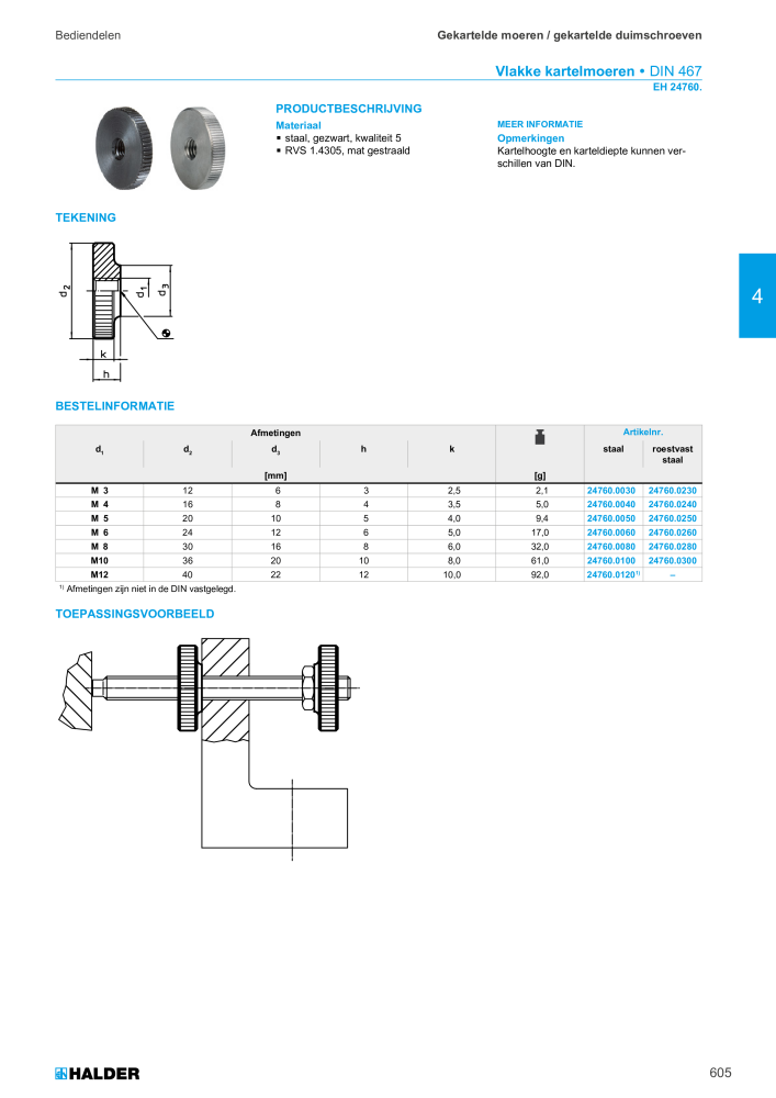 HALDER Hoofdcatalogus Normdelen Nº: 21021 - Página 605