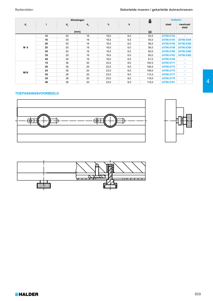 HALDER Hoofdcatalogus Normdelen Nº: 21021 - Página 609
