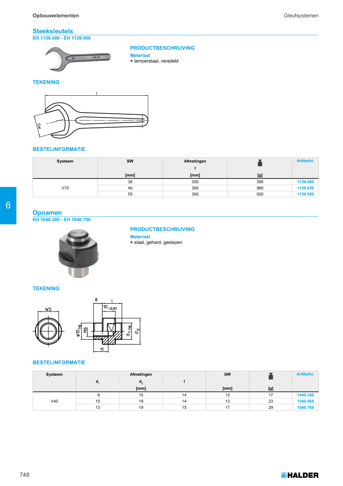 HALDER Hoofdcatalogus Normdelen Nº: 21021 - Página 748