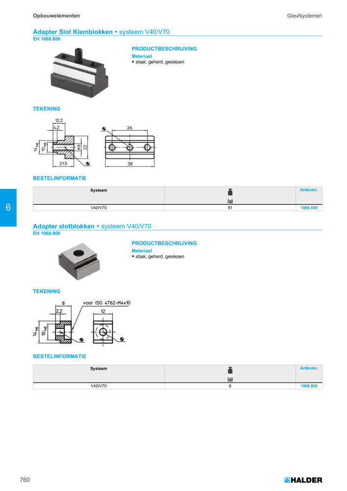 HALDER Hoofdcatalogus Normdelen Nº: 21021 - Página 760