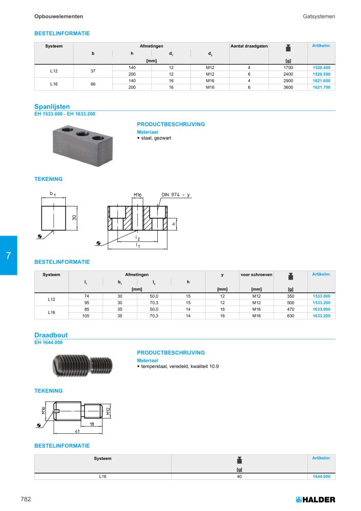 HALDER Hoofdcatalogus Normdelen Nº: 21021 - Página 782