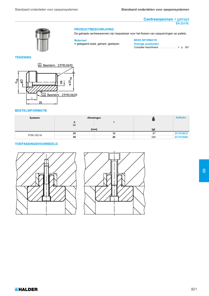 HALDER Hoofdcatalogus Normdelen Nº: 21021 - Página 821