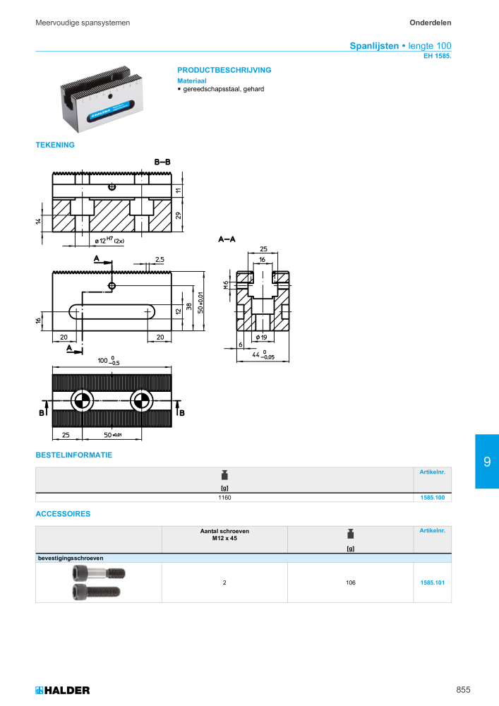 HALDER Hoofdcatalogus Normdelen NR.: 21021 - Pagina 855