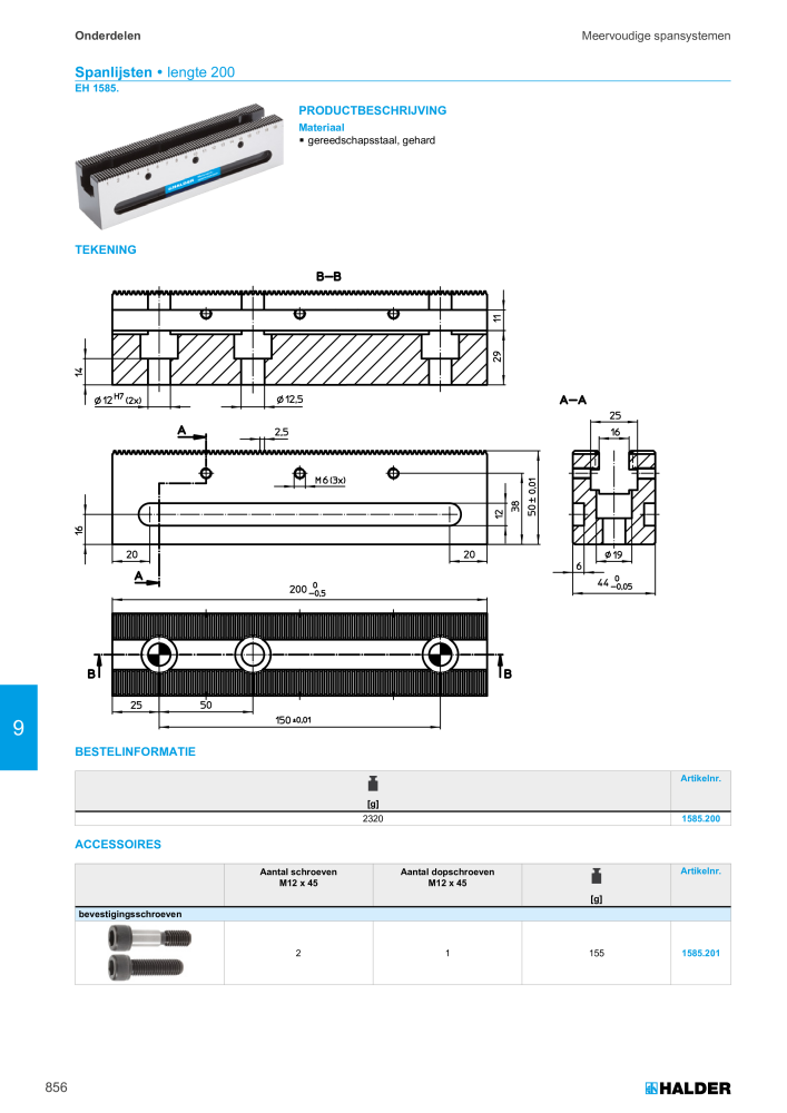 HALDER Hoofdcatalogus Normdelen NR.: 21021 - Pagina 856