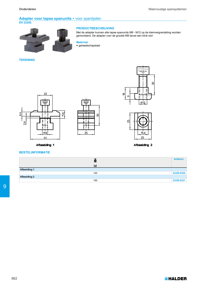 HALDER Hoofdcatalogus Normdelen Nº: 21021 - Página 862