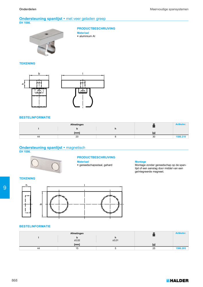 HALDER Hoofdcatalogus Normdelen NR.: 21021 - Pagina 868