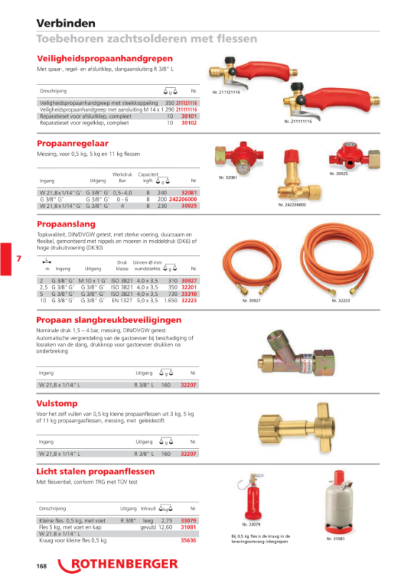 Rothenberger Propaanregelaar, regelbaar, 0 - 6 bar, G 3/8 LH - G 3/8 LH 242206000