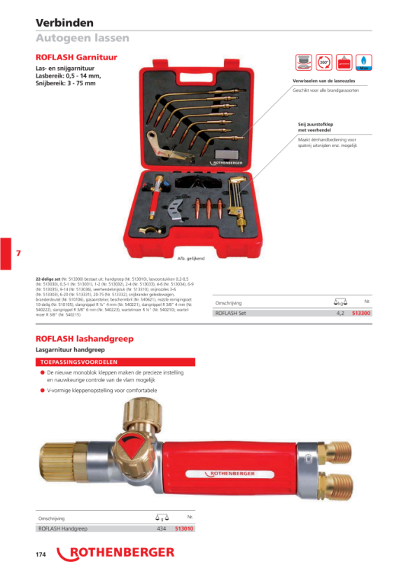 Rothenberger ALLGAS Mobile Pro, 7/16-EU, met patronen 1000000558 (T-542201)