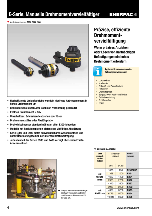 Enerpac REAKTIONSARM-VERVIELFÄLTIGER (4340 Nm) E493