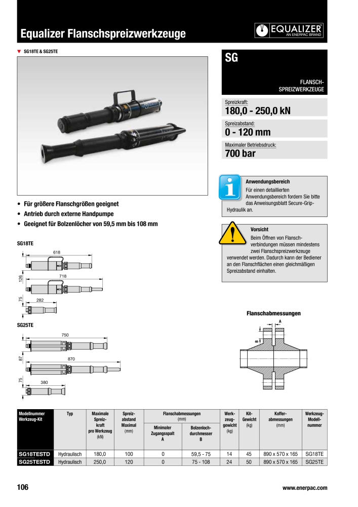 ENERPAC - Verschraubungsgeräte Nb. : 21039 - Page 108