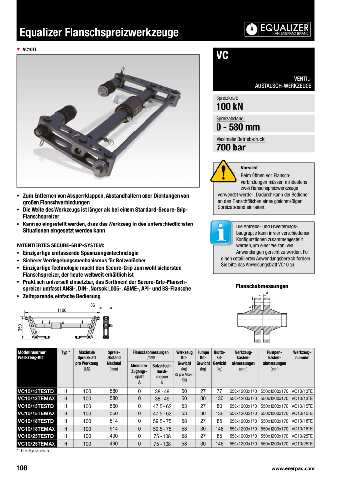 ENERPAC - Verschraubungsgeräte NR.: 21039 - Seite 110