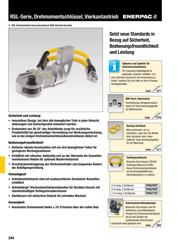 Enerpac RSL19000 SQ. DR-KASSETTE 2 1/2” – MAX. 18843 FT.LBS/25548 NM RSQ19000