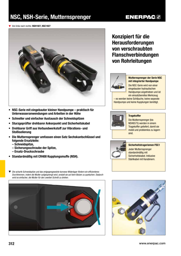 Enerpac MUTTERSPALTER-KOMBINATION 19 MM BIS 27 MM A/F – 12 TONNEN NSC1927