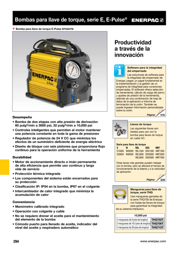 Enerpac Pumpe, elektrisch, 4-Wege-Drehmoment, 240 V EP3504TI