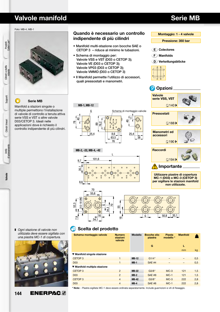 ENERPAC - Sistemi di Bloccaggio Oleodinamico Nº: 21049 - Página 144