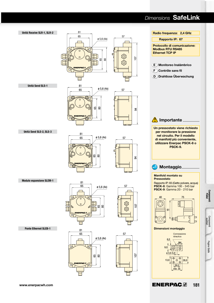 ENERPAC - Sistemi di Bloccaggio Oleodinamico n.: 21049 - Pagina 181